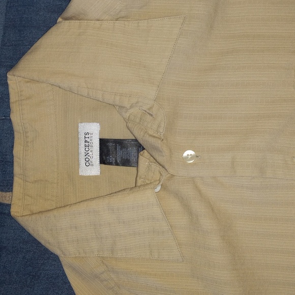 Concepts by Claiborne Beige Pinstripe Dress Shirt 👔 (Size: Large) - Picture 4 of 7